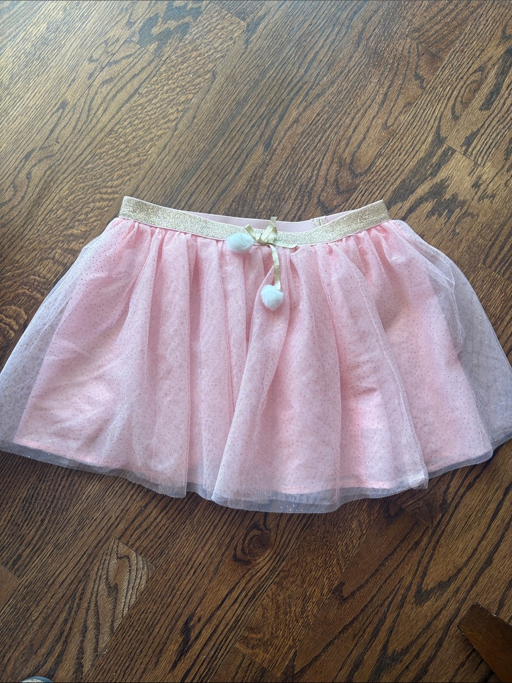 Isaac Mizrahi Pink Tulle Skater Skirt with Gold Elastic Waistband